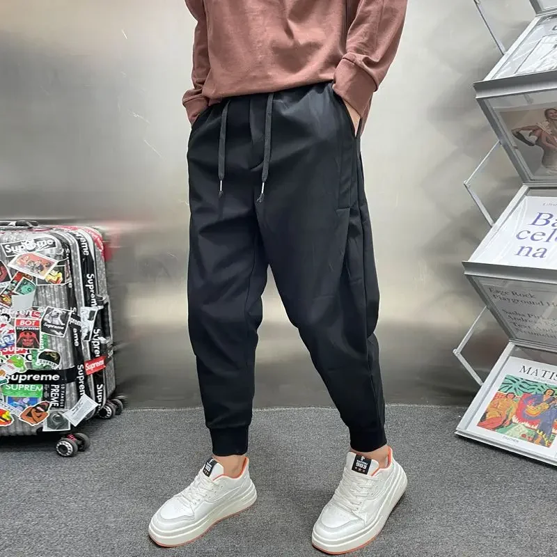 Casual Harlan Pants Men Korea Fashion Streetwear Harajuku Loose Trousers Solid Sweatpants Men Jogging Pants Black Elastic Homme