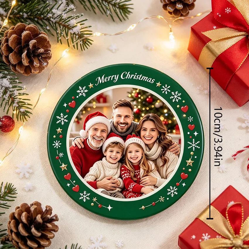 Personalized Custom Merry Christmas Round Photo Fridge Magnets, Customizable for Family, Couple Photos, and Christmas-Themed Magnetic Decorations. Stick It on the Refrigerator Surface to Decorate the Kitchen Space and Add a Warm Holiday Atmosphere. Turn Precious and Beautiful Moments into Magnetic Ornaments, Serving as Both Home Decor and a Unique Christmas Keepsake Gift for Parents and Family Members.