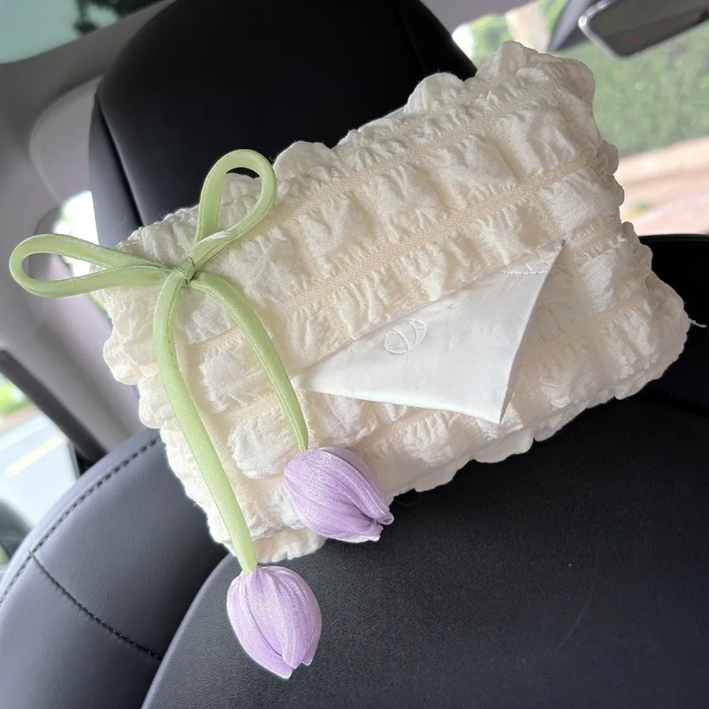 New Hanging Tissue Box Tulip Puff Design Soft Paper Box Armrest Bo