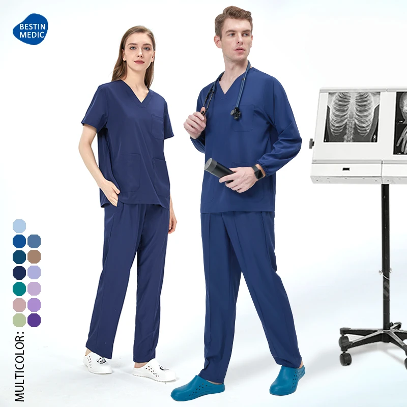 Unisex Doctor and Nurse Uniforms Premium Polyester Surgical Scrub Sets Slim Fit Dental Clinic Nursing Suits Medical Scrubs S11