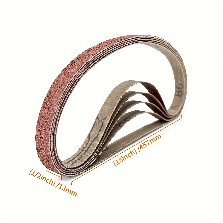 5Pcs 13×457mm Sanding Belts, 40-240 Grit , For Belt Sander, Woodworking & Surface Finishing