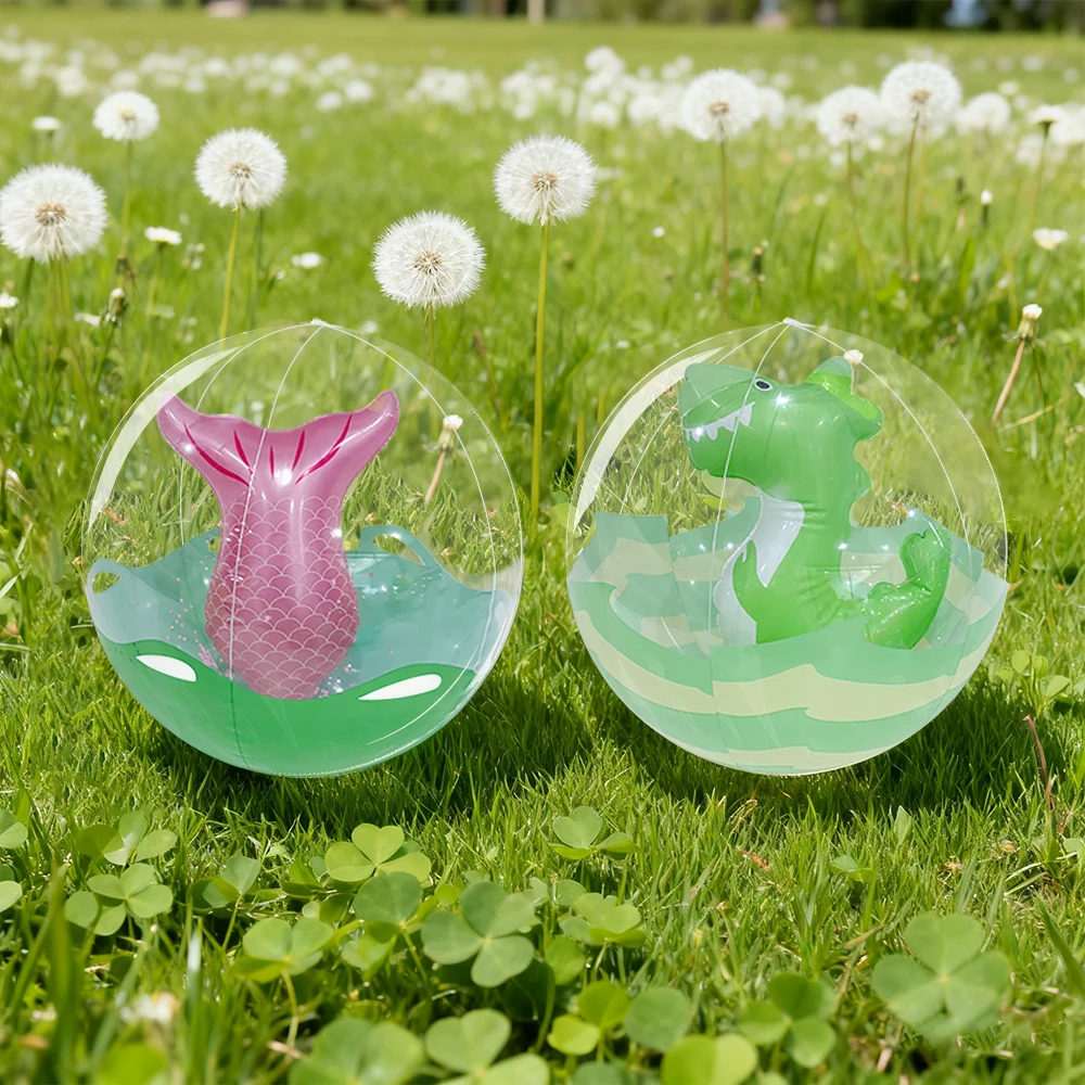 1pc Inflatable Fish Tail Beach Ball PVC Outdoor Dinosaur Round Ball Suitable For Swimming Pools and Beach Parties