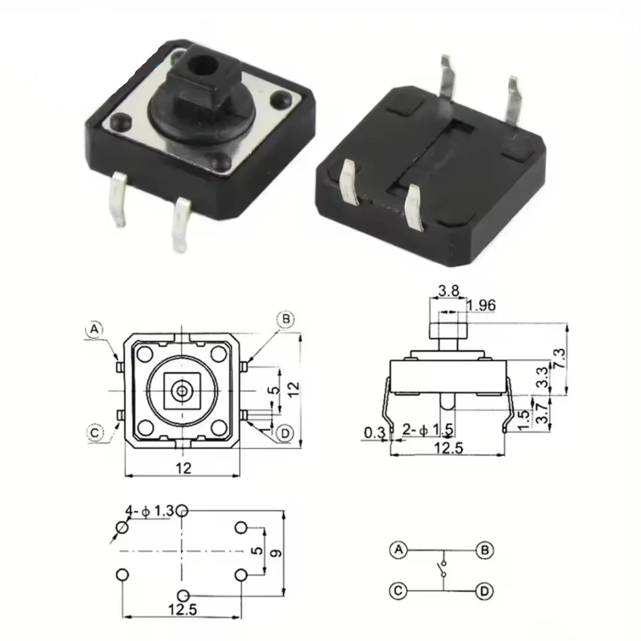 25 Zestawów Przycisków Tactile Push Button Switch Momentary 12*12*7.3MM Mikroprzełącznik Guzik Okrągła Nakładka Zestaw (5 Kolorów) dla Przełączników Arduino