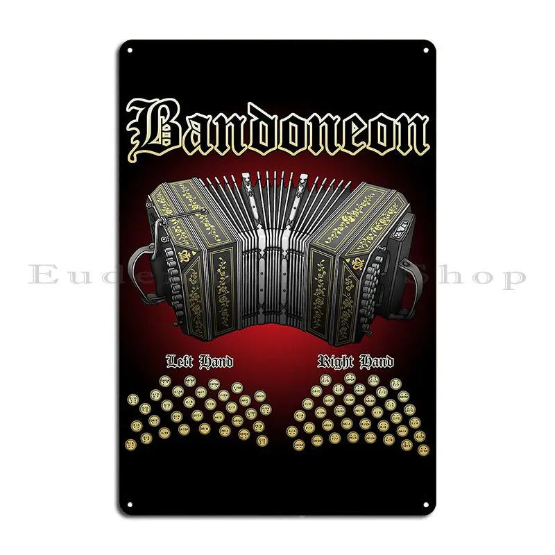 Póster de placa de Metal Bandoneon, diseños de Club de cine, pared del hogar, cueva, cartel de estaño