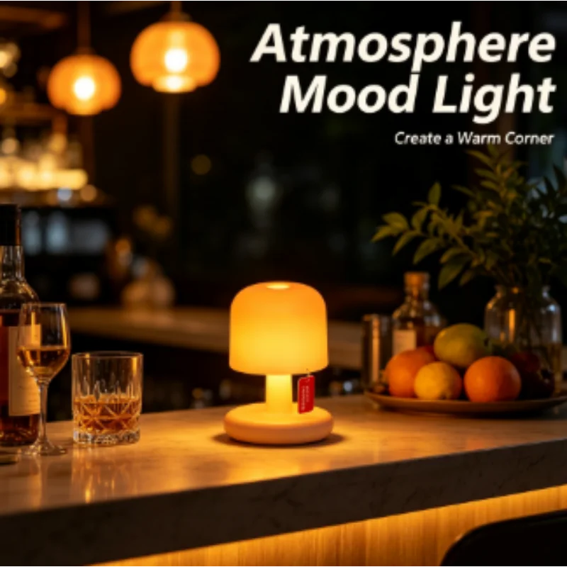 Night Light Table Lamp USB Rechargeable LED Mini Sunset for Bedroom Bedside Desk Bar Room Mood Atmosphere Decor Portable
