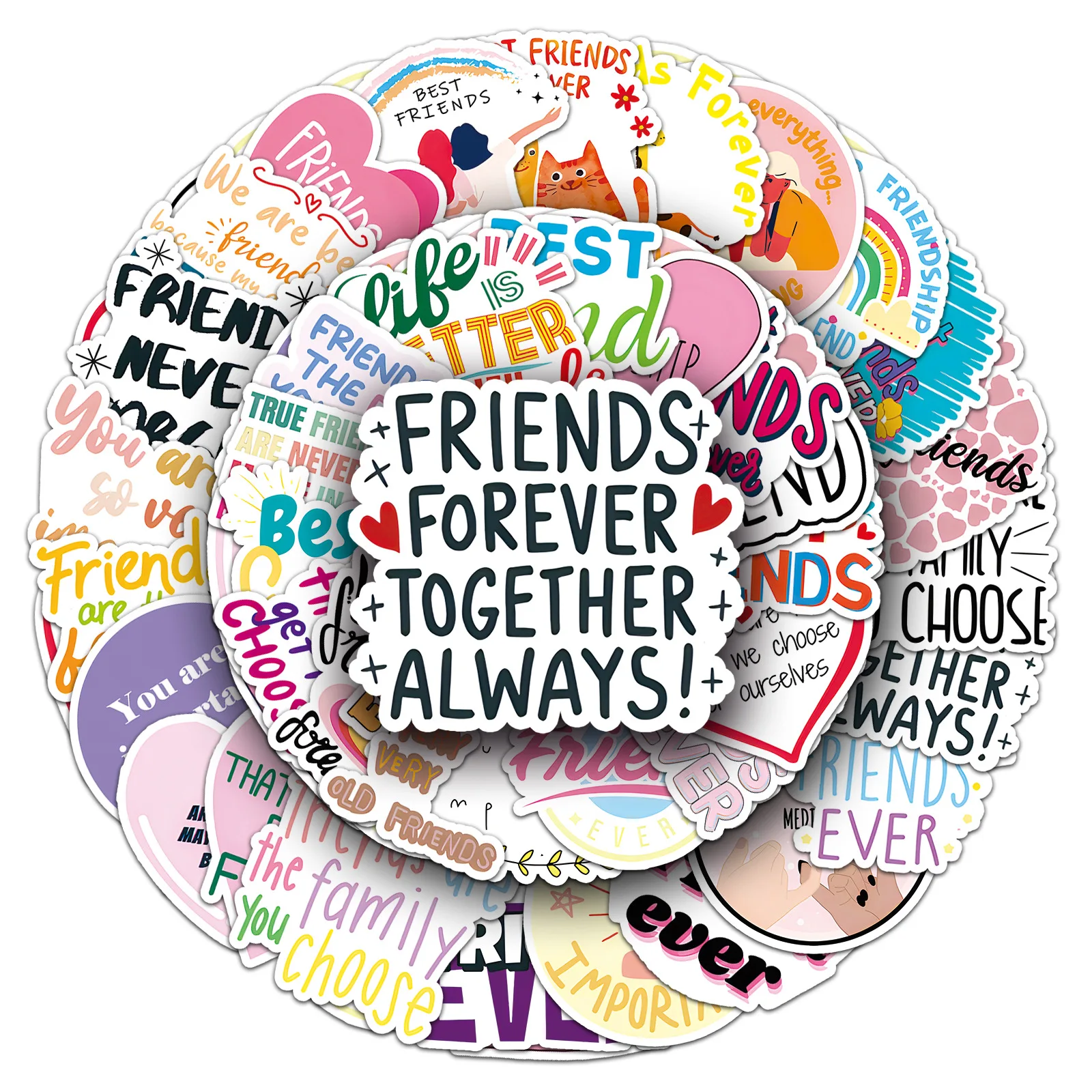 51Pcs/Pack INS Cartoon Best Friends Friendship Series Stickers PVC Waterproof Stickers Decals For Kids Boys Girls Toys Gifts