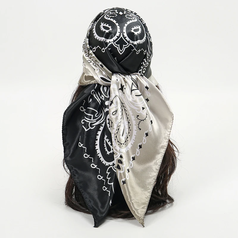 

90*90cm Square Scarf Twill Cotton Feeling Women Head Shawls And Wraps Luxury Print Neck Scarves Hijab Bandana Pashmina
