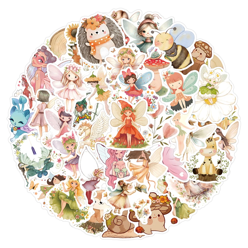 

10/30/50/110pcs Cute Butterfly Fairy Girl Stickers Cartoon Aesthetic Decals Water Bottle Suitcase Phone Case Sticker Decoration