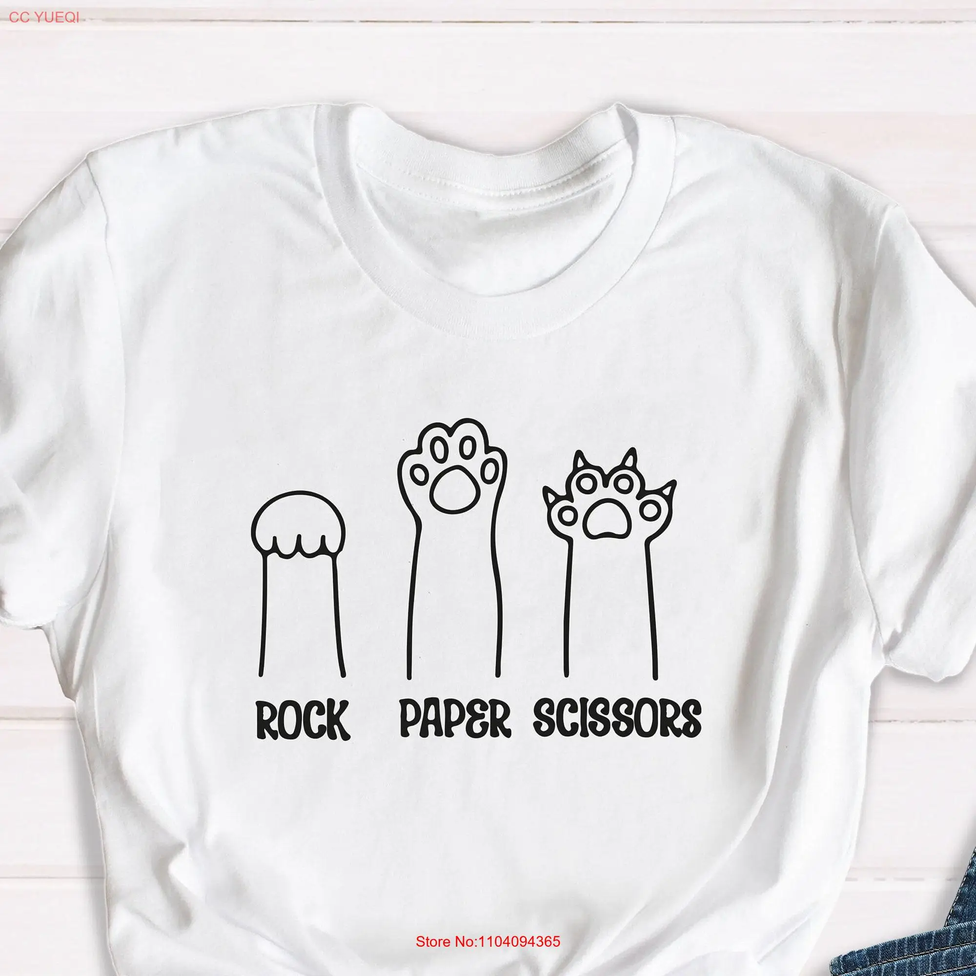 Rock Paper Scissors Cat Funny Lover Saying Scratch Scratches T Shirt Mom Paws Cute long or short sleeves