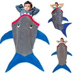 New Cartoon Shark Pajamas Grey Shark Sleeping Blanket Loose Hooded Pajamas Super Soft Adult Sleeping Blanket