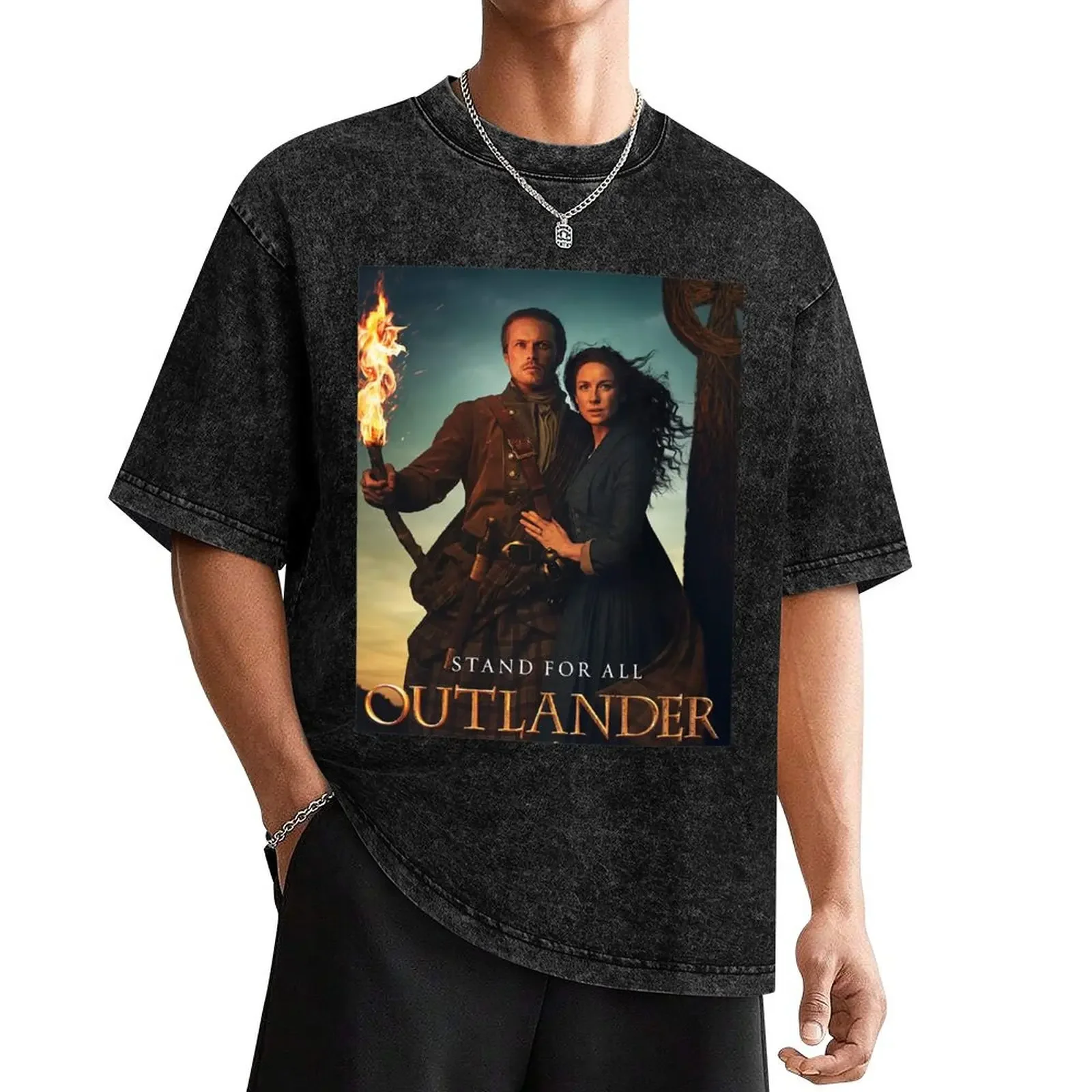 

Outlander Stand For All Jamie and Claire T-Shirt vintage anime shirt blanks black t-shirts for men