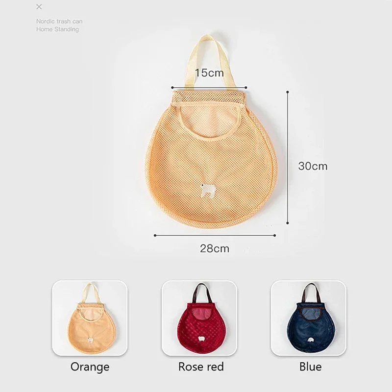 قابلة لإعادة الاستخدام المطبخ معلقة شبكة حقيبة المنزل الفاكهة والخضروات حقيبة تسوق صافي للزنجبيل الثوم البطاطس البصل كيس شبكي مجوف #4