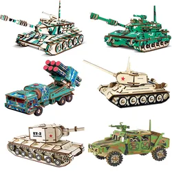 Wooden 3D Three-dimensional DIY Handmade Puzzle Educational Toy Tank Infantry Fighting Vehicle Model Puzzles for Kids Jigsaw
