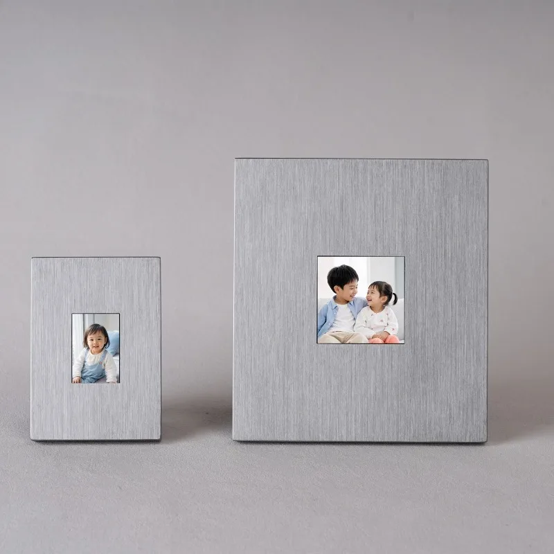 Stainless Steel Photo Frames Bauhaus Matte Display Stand for Photos Kids Room Tabletop Picture Holder Minimalist Empty Frame