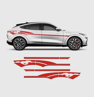 Sport Racing Waist Line Stripes Horse Sticker Graphics Skirt Decals Vinyl Wrap Decor For Ford Mustang Mach 1 Mach-E 2021 2022