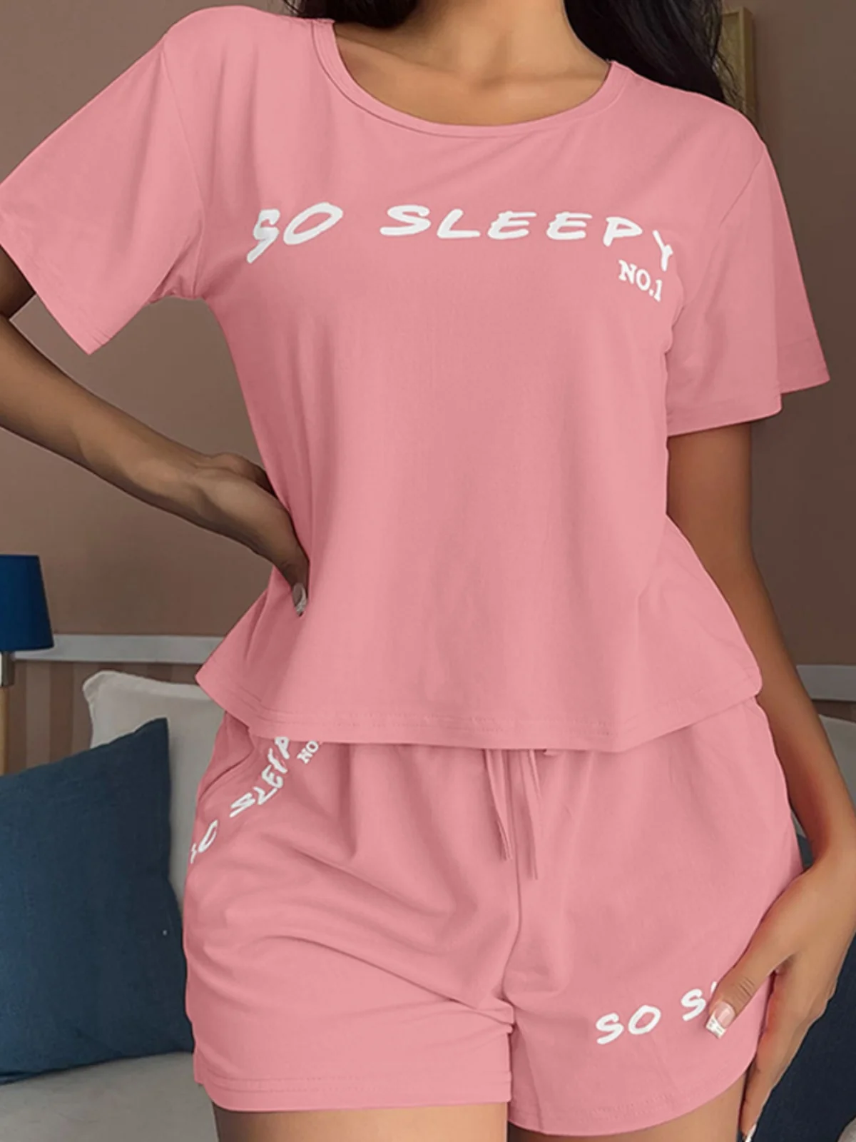 

Женская модная повседневная пижама, домашняя одежда, комплект из двух предметов, юбка средней длины из полиэстера ort Sve V-Ne