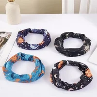 4 Pcs Wide Headbands for Women Non Slip Knotted Headhand Bandana Star Moon Head Bands Hair Wrap Yoga Workout Hair Accessories - Image 3