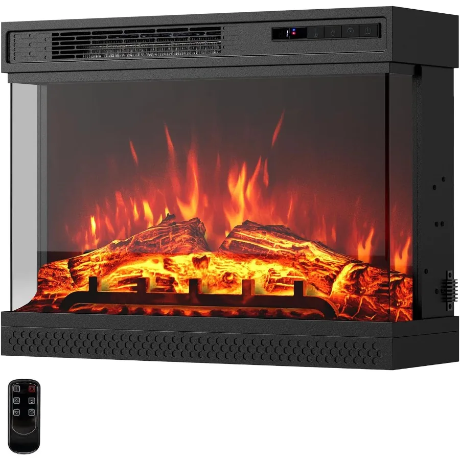 

24-дюймовый 3-сторонний электрический каминный обогреватель 5 000 BTU с дистанционным управлением для уютной гостиной, окружающей среды Fe