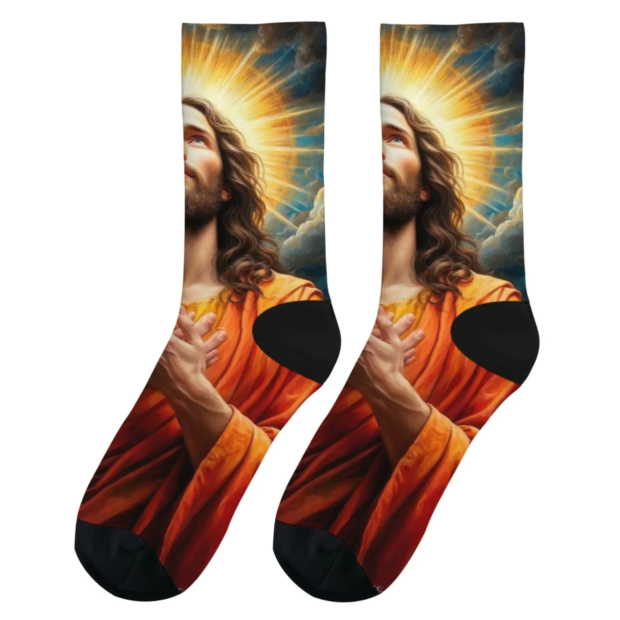 Jezus Christus Art Nieuwigheid Herensokken Retro Stijl Casual Mode Sokken Feestviering Cadeau Zachte Comfortabele Ademende Sokken