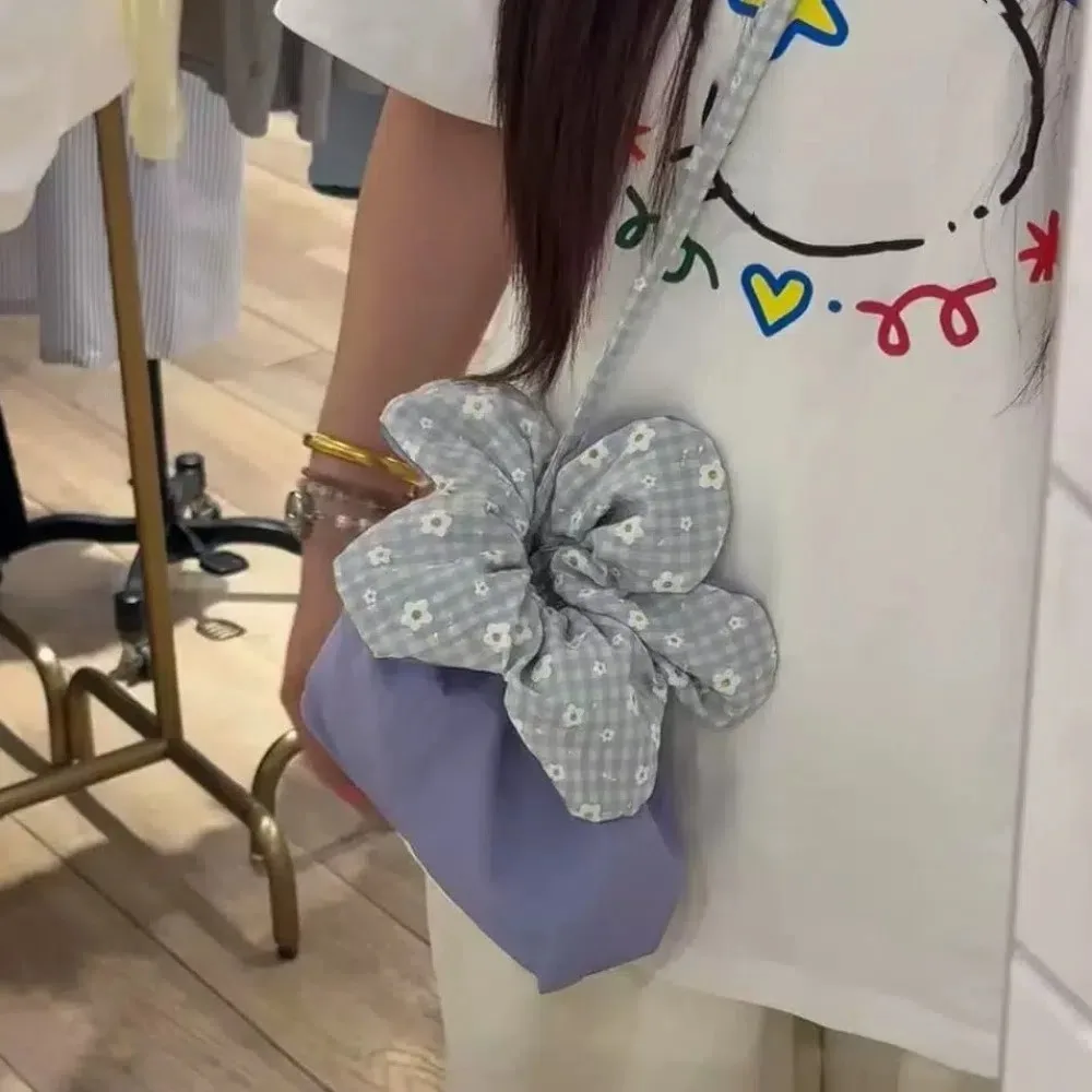 

Легкая тканевая сумка-мешок с цветочным принтом и завязками, портативная маленькая сумка через плечо, милая сумка для хранения, сумка на плечо, сумка для покупок