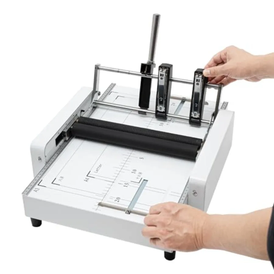 

A3 Booklet Folding Binding Machine 110V 60W Paper Folding and Binding Machine Booklet Folder Stapler 2 in 1 Multifunctional Aut