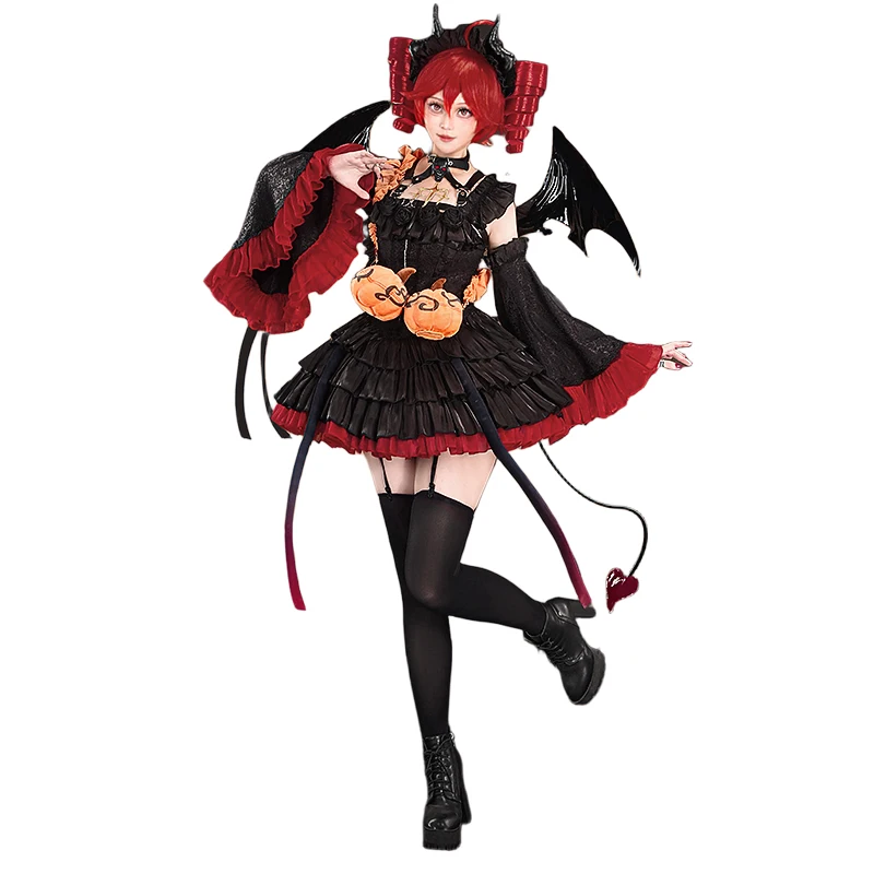 Kasane Teto Cosplay Anime Vtuber Kostüm neue dunkle kleine Teufel Kleid Flügel Perücke Requisiten süße Lolita Party Weihnachten Frau Uniform