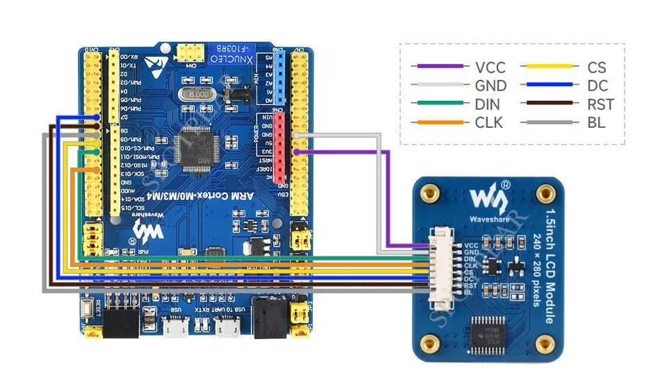 Módulo de exibição LCD com cantos arredondados, IPS, SPI, Resolução 240 × 280, 1.5in, Arduino, STM32, ESP32, RP2040, Raspberry Pi, Jetson Series