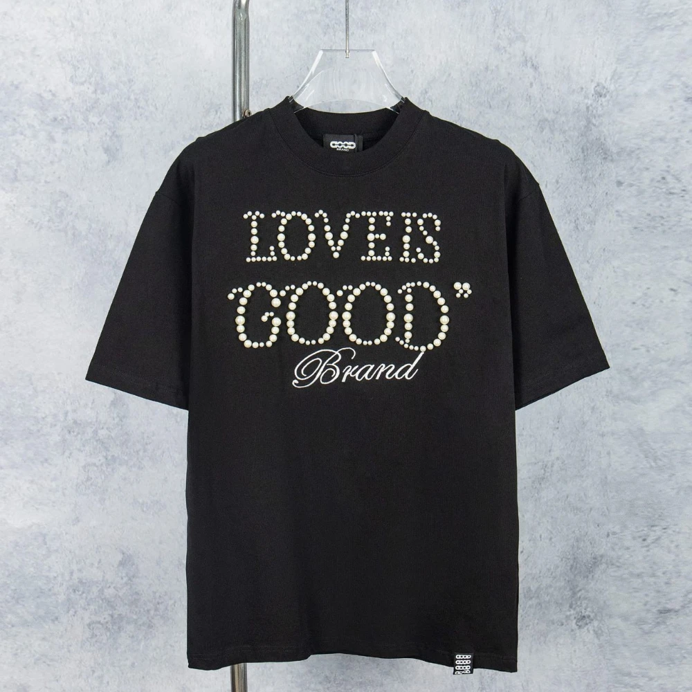 2026 Goodbrand Fashion Summer Beaded Slogan LOVEI Casual Unisex Couple T-Shirt