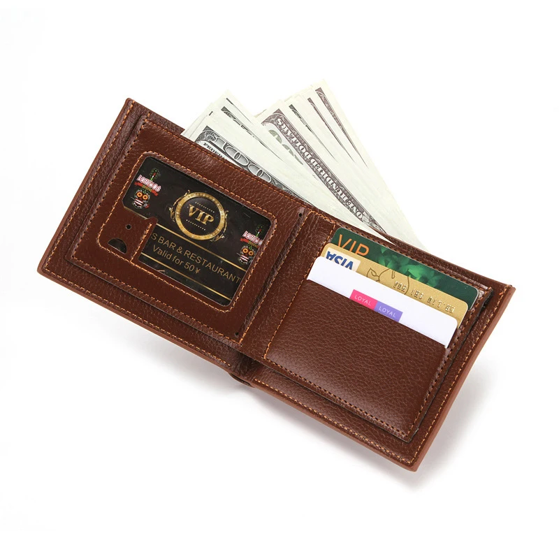 Portefeuille court d'affaires en cuir PU pour hommes, porte-monnaie, porte-billets, porte-cartes multifonctionnel, 216.239.514 Up