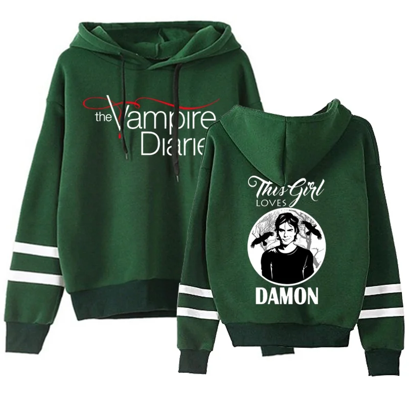 The Vampire Diaries Hoodies Women Men Fashion Striped Hooded Sweatshirt Casual Outdoor Long Sleeve Hoodie