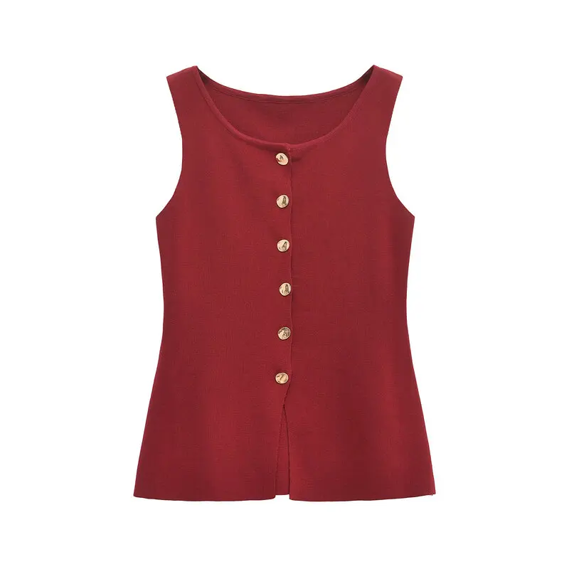 2024 Autunno Inverno Nuovo Arrivo delle Donne Faion Pendolarismo Bottone Oro Ago Piatto Gilet Versatile Sli Lunghezza Regolare