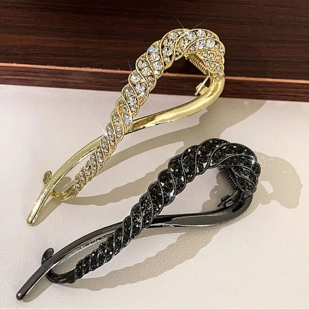 Luxury Rhinestone Banana Clip Hair Accessories Women Girls Exquisite Ponytail Holder Sweet Twist Hairpins