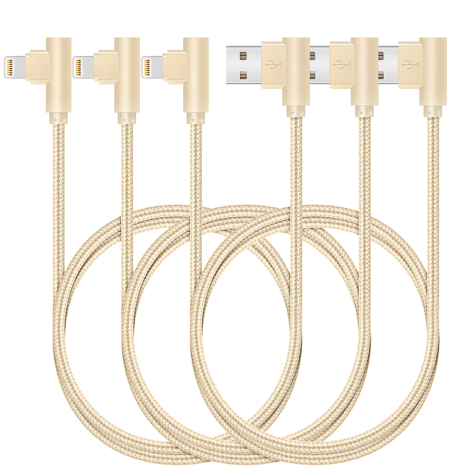 

MFi Certified 3 Pack USB Cable Lightning Cable for iPhone 14 13 12 11X MInI 6 7 8 Right Angle 90 Degree Fast charging cord 3M