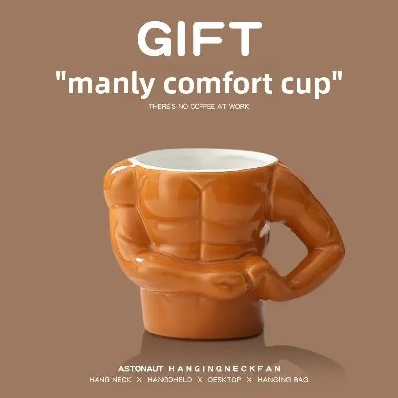 Fun Ceramic Mugs Creative Trendy Birthday Gifts for Men Boys Girlfriends Unique Design with Masculine Muscle Patterns Water