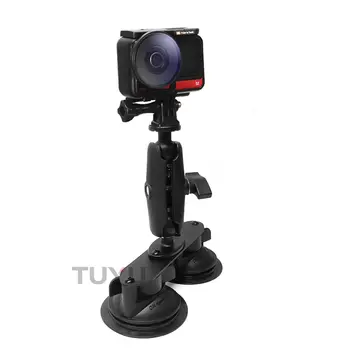 حامل سيارة مزدوج مسطح برأس كروي مقاس 1 بوصة مع عصا سيلفي غير مرئية لكاميرات Insta360 X4 One وRs One X3 وGoPro Max (ملحق). 10 best sales كاميرا إنستا 360 وان آر إس 1 بوصة - №4