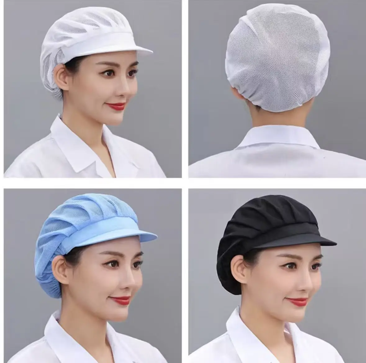 Kitchen chef catering breathable dust-proof cap 100% polyester fiber full net cap custom logo