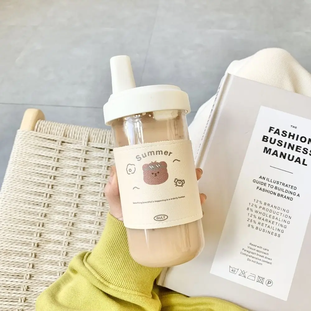 

500/850 мл пластиковая чашка для молока с крышкой, соломенная прозрачная соломенная бутылка для воды, герметичная портативная бутылка для воды большой емкости