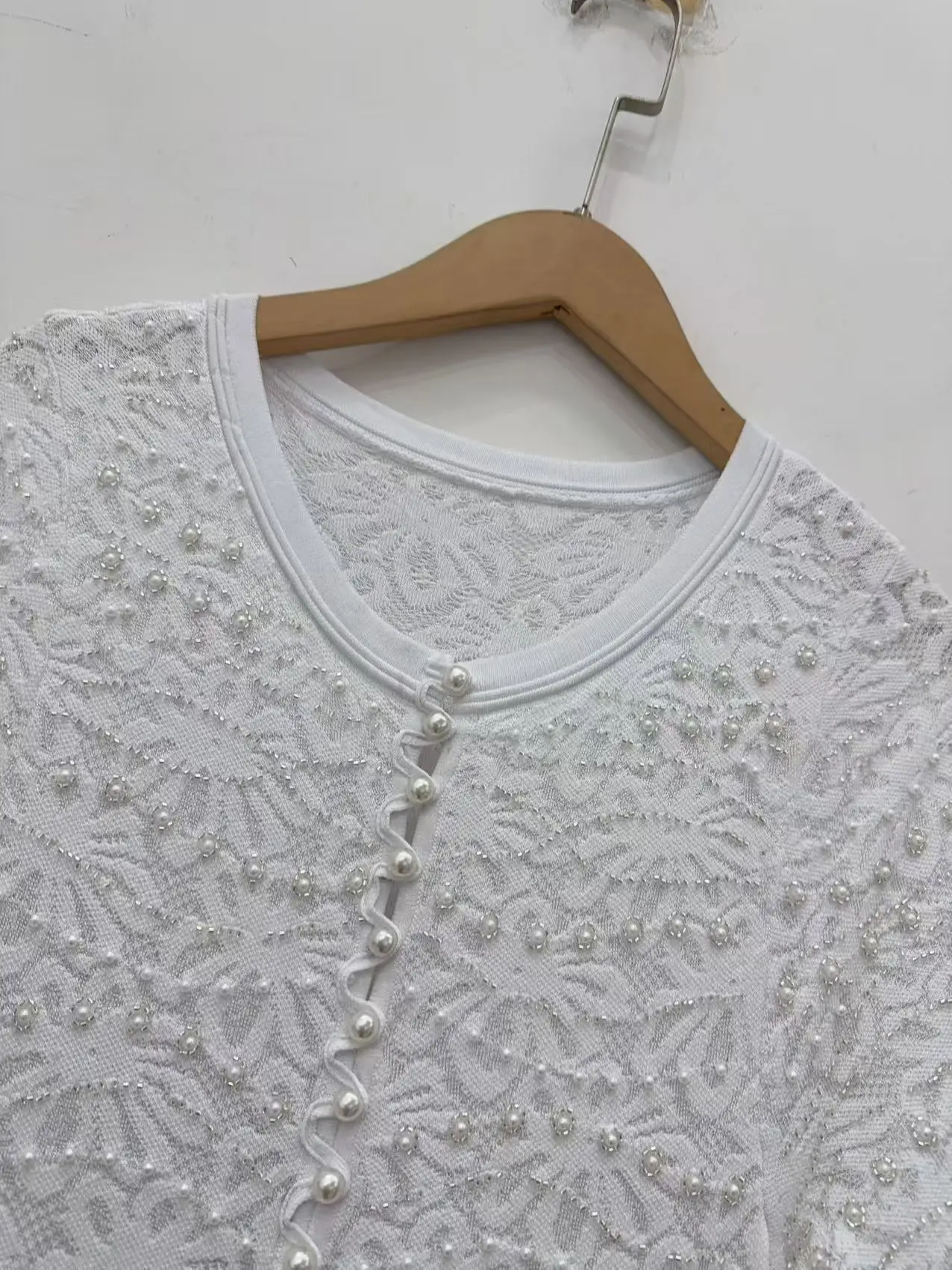 

Spring/Summer Women Hollow Beaded Lace Solid Knit Set Long Sleeve Cardigan + Pleated Slip Dress + Short Sleeve Maxi Dress