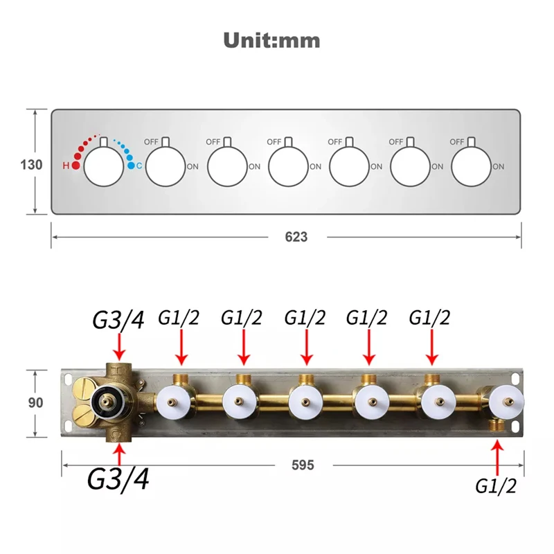 MultiChoice Mixer Valve 6 Functions Sanitary Ware concealed Constant Temperature Shower diverter Valve High Pressure