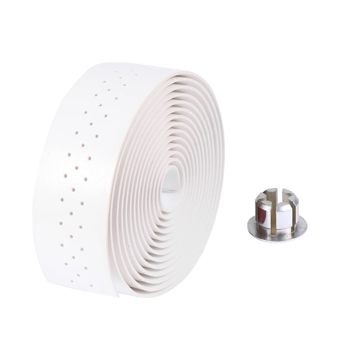 1 set Punching Bike Handlebar Tape Pu Shock-Absorbent Non-Slip Grip For Road Mountain Bicycle Cycling White - Image 2