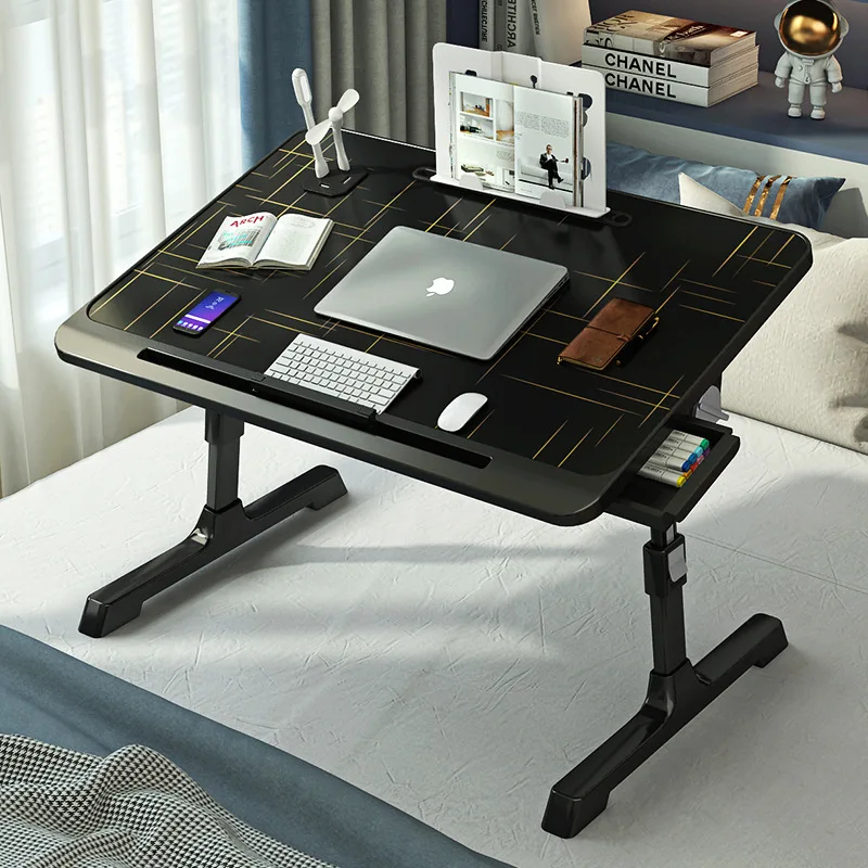 Height Adjustable Folding Bed Desk Laptop Stand Portable Study Table for Home Office Dormitory