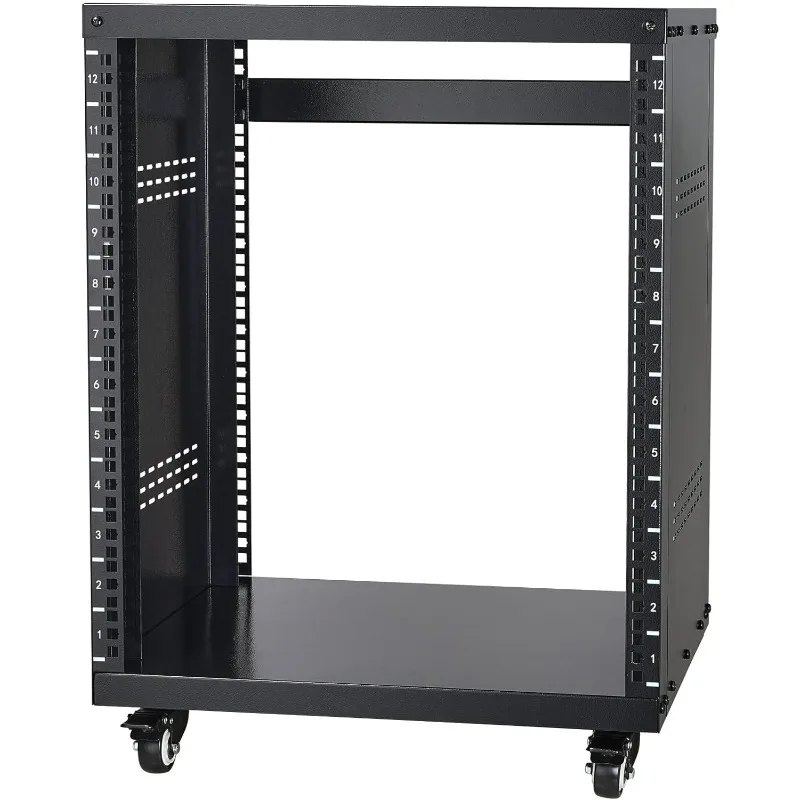 

VEVOR 12U AV Rack Stand Caster Wheels, Component Rack Cabinet Recording Studio Racks, Removab Panels,Universal Network Server