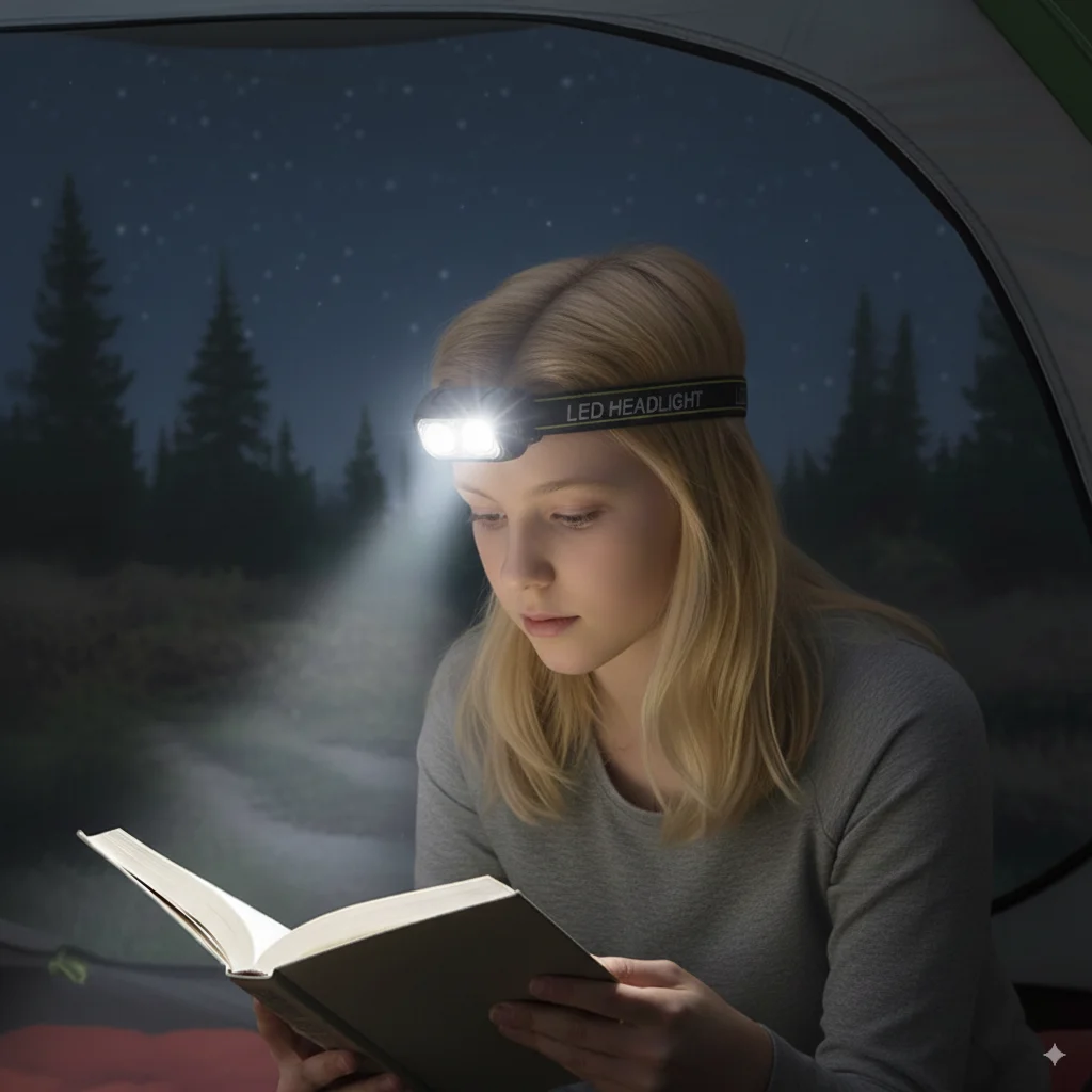 Rechargeable 5 Modes Led Cob Headlamp Camping Outdoor Portable Working Lights Usb Charging Emergency Warning Headlight Head Work