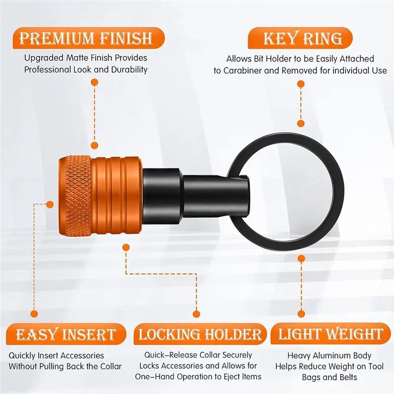 M11K-مجموعة محول مفك براغي سداسي محمول - 18 قطعة سلسلة مفاتيح حامل بت 1/4 بوصة، 3/8 بوصة، 1/2 بوصة تدريبات وأقفال بمقبس #5