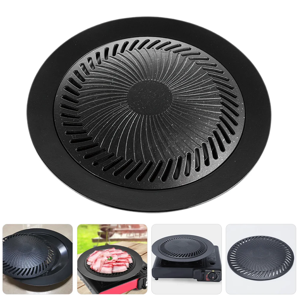 

Aluminum Barbecue Tray Round Portable Nonstick Bbq Grill Pan for Outdoor Camping Meat Vegetable Grilling Stove Top Bbq Plate