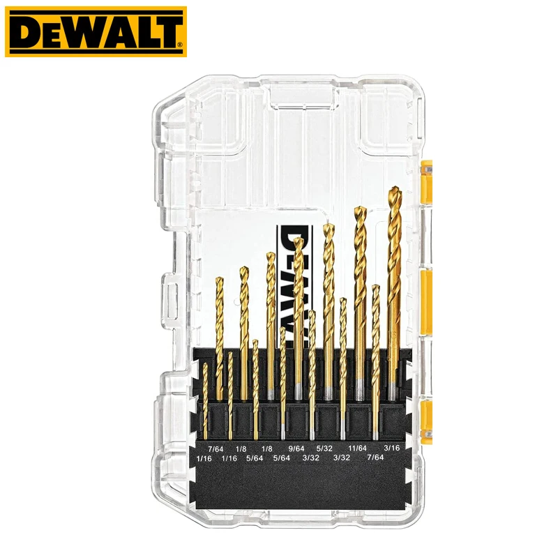 DEWALT DW1361 Набор титановых сверл из 21 предметов, пилотная точка, деревообработка, металлообработка, спиральные сверла из быстрорежущей стали,