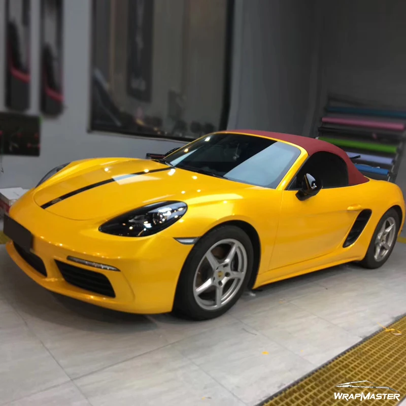 

PET Backing Automotive Vinyl Wrap yellow Metallic Vinyl Wrap Maintenance