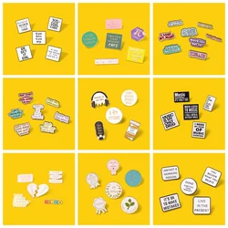 5-6PCS/SET Sentence Letter Math Enamel Pin Comfort Encourage Word Music Lover Brooches Badge Accessories Backpack Gift Wholesale