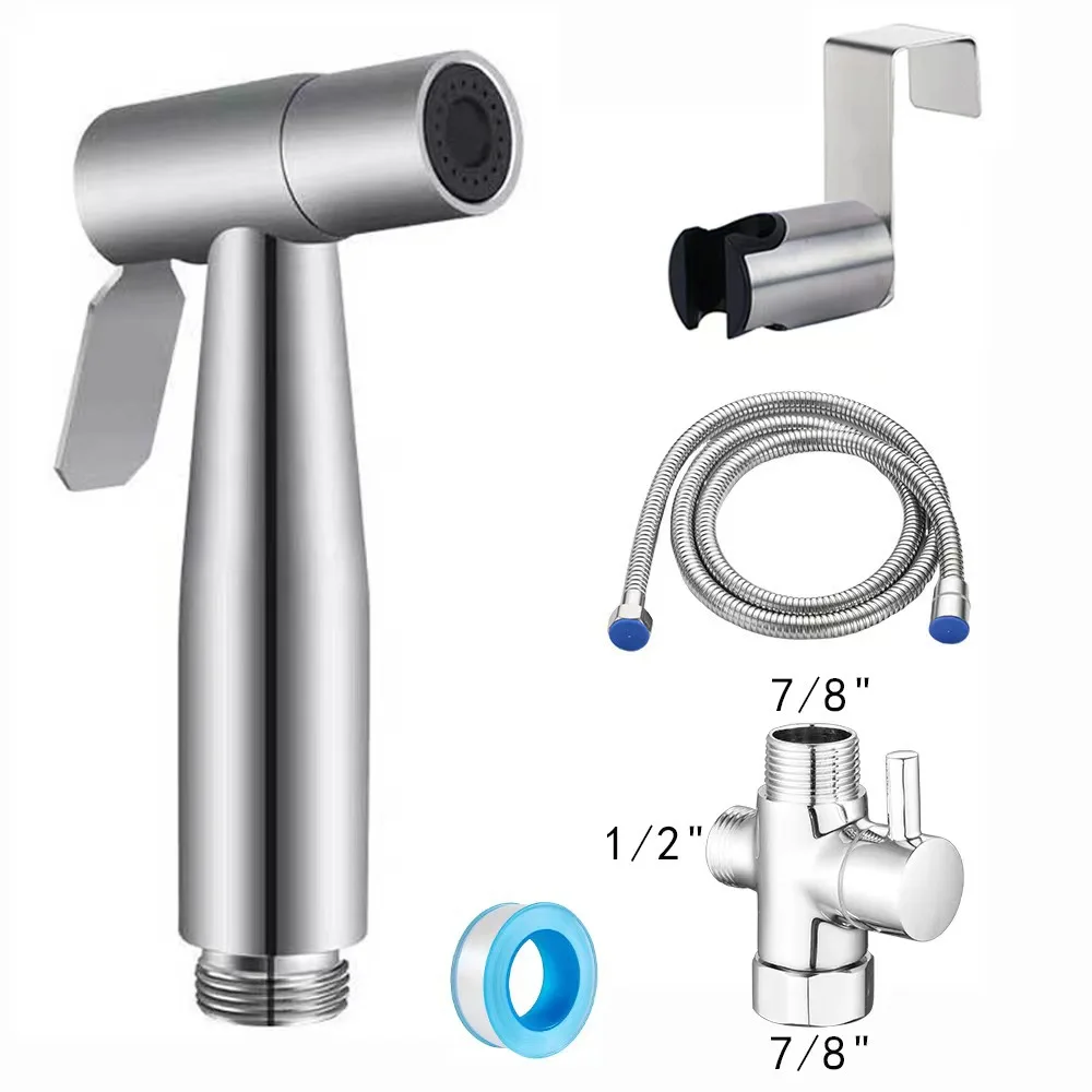 

304 Stainless Steel Toilet Significant Other Spray Gun Set Pressurized Washing Machine Nozzle Toilet No Punching Flusher