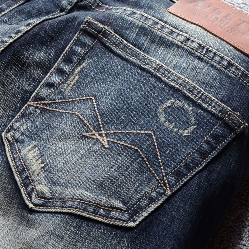 Italian Style Fashion Men Jeans Retro Black Blue Stretch Slim Fit Ripped Jeans Men Vintage Designer Casual Denim Pants Hombre